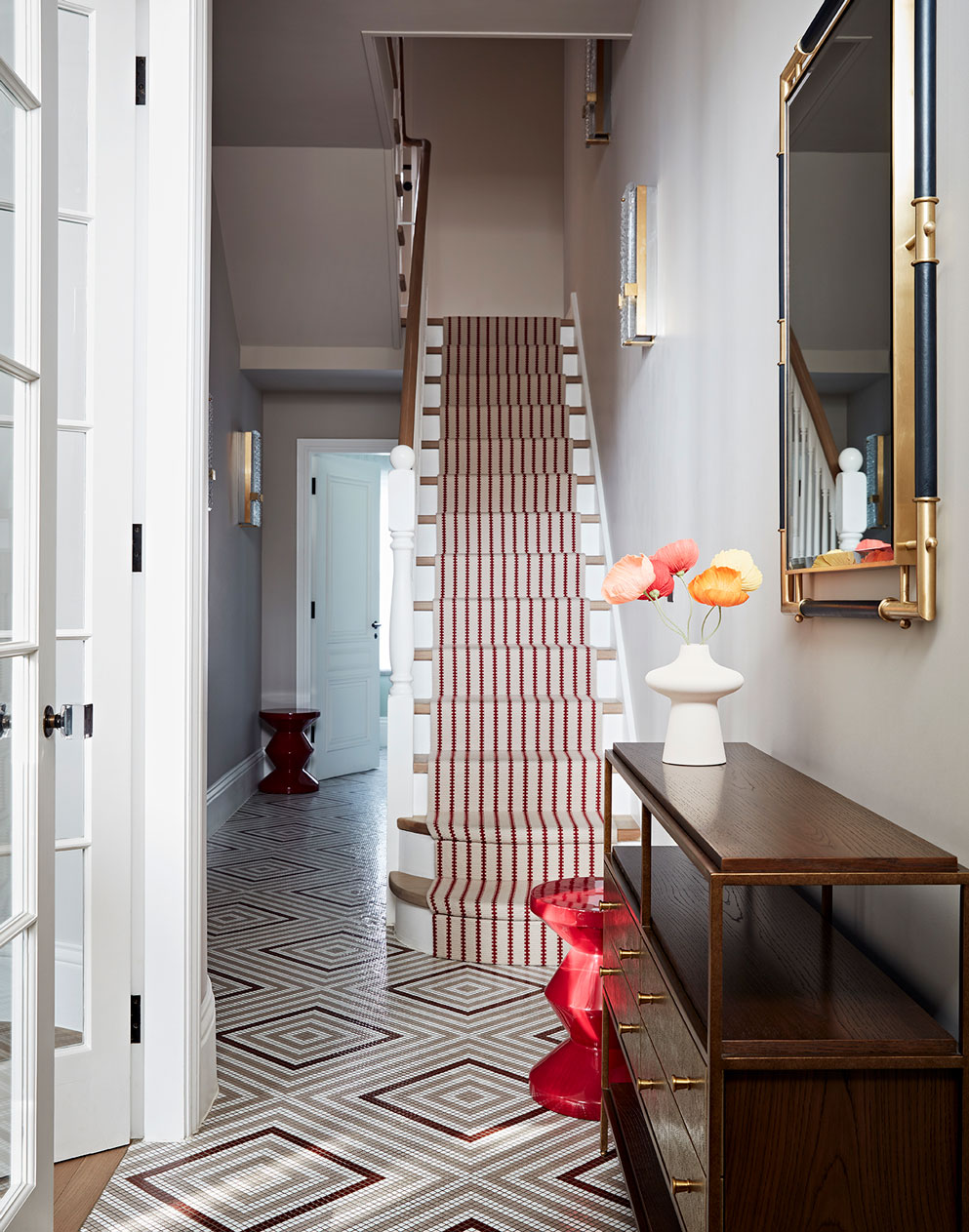 Elegant hallway interior design for family home in West London